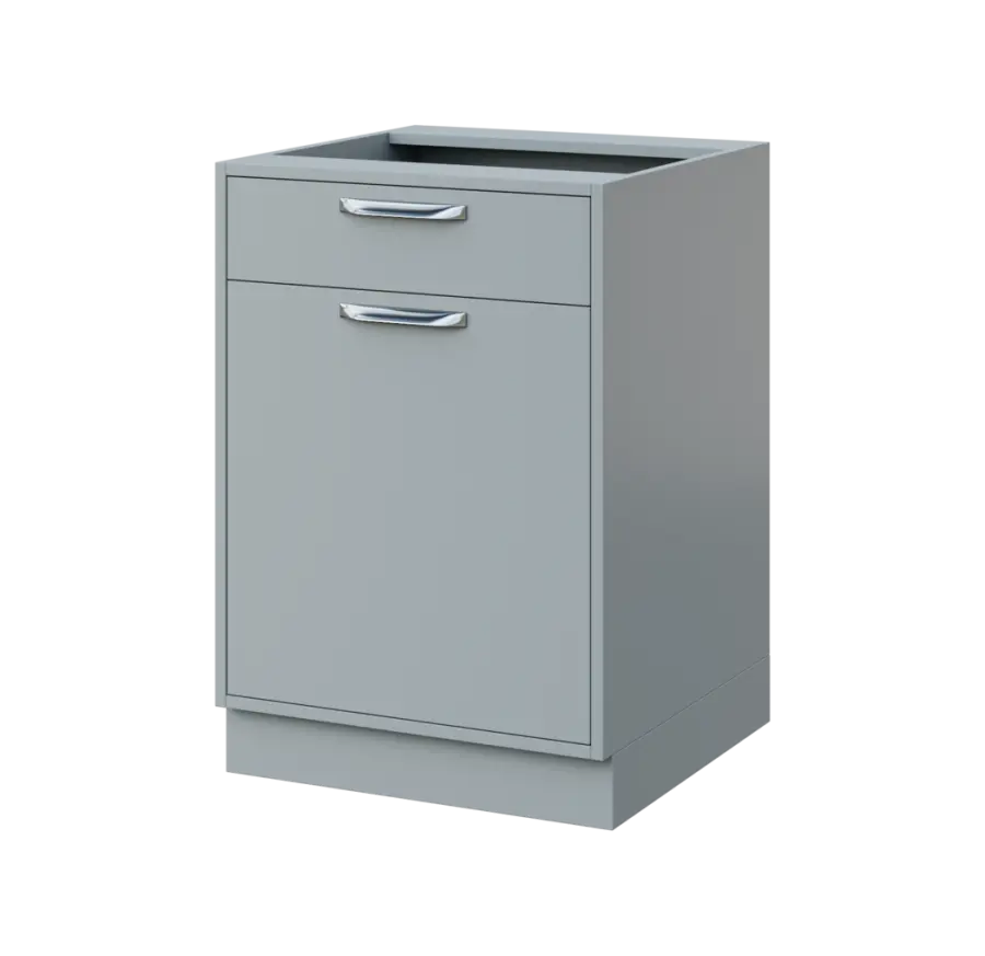 QS - 6DZ spodní skříňka, 1-dveřová/zásuvka, levá, 900x600x600, šedá